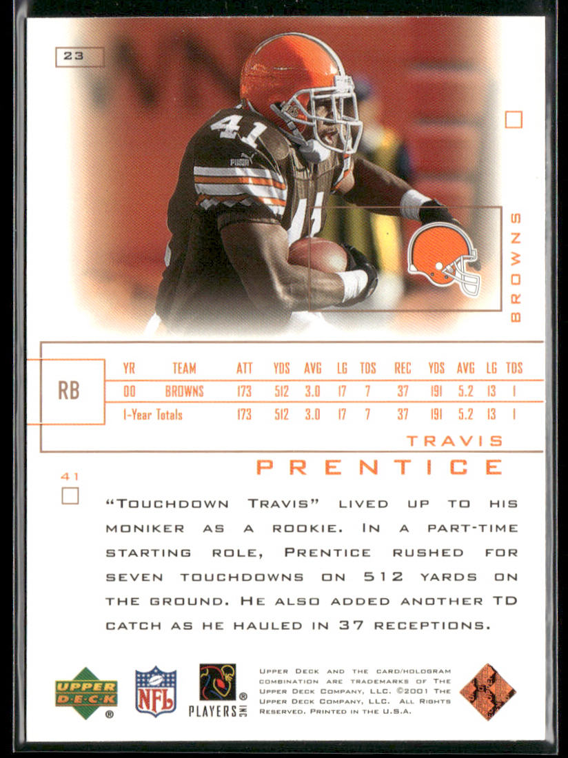 Travis Prentice 2001 Upper Deck Pros & Prospects #23 Cleveland Browns