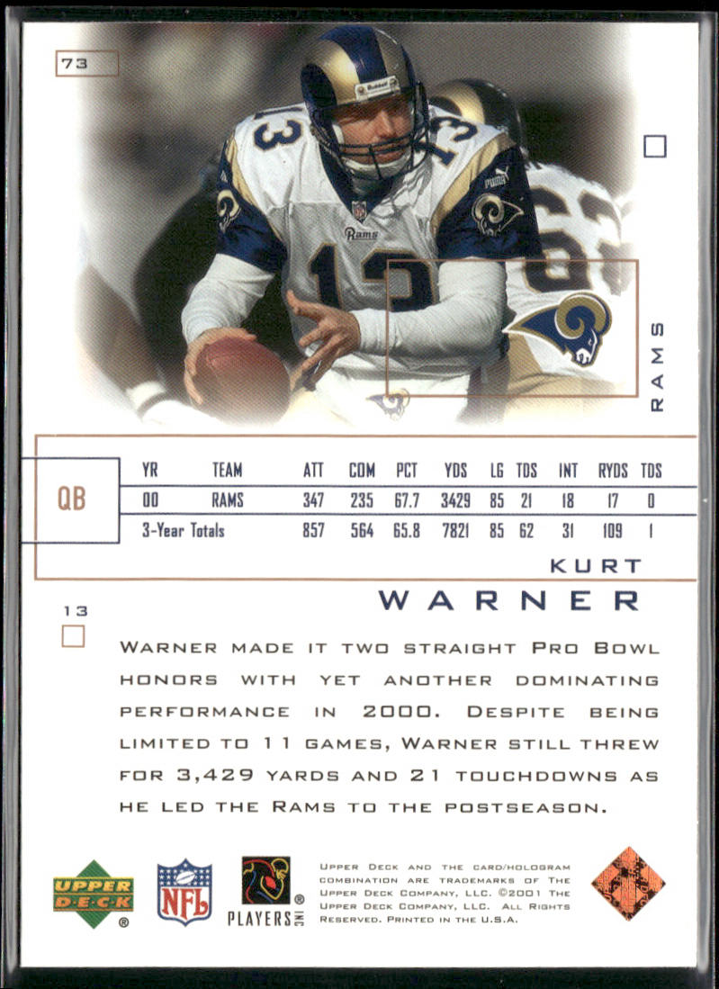 Kurt Warner 2001 Upper Deck Pros & Prospects #73 St. Louis Rams