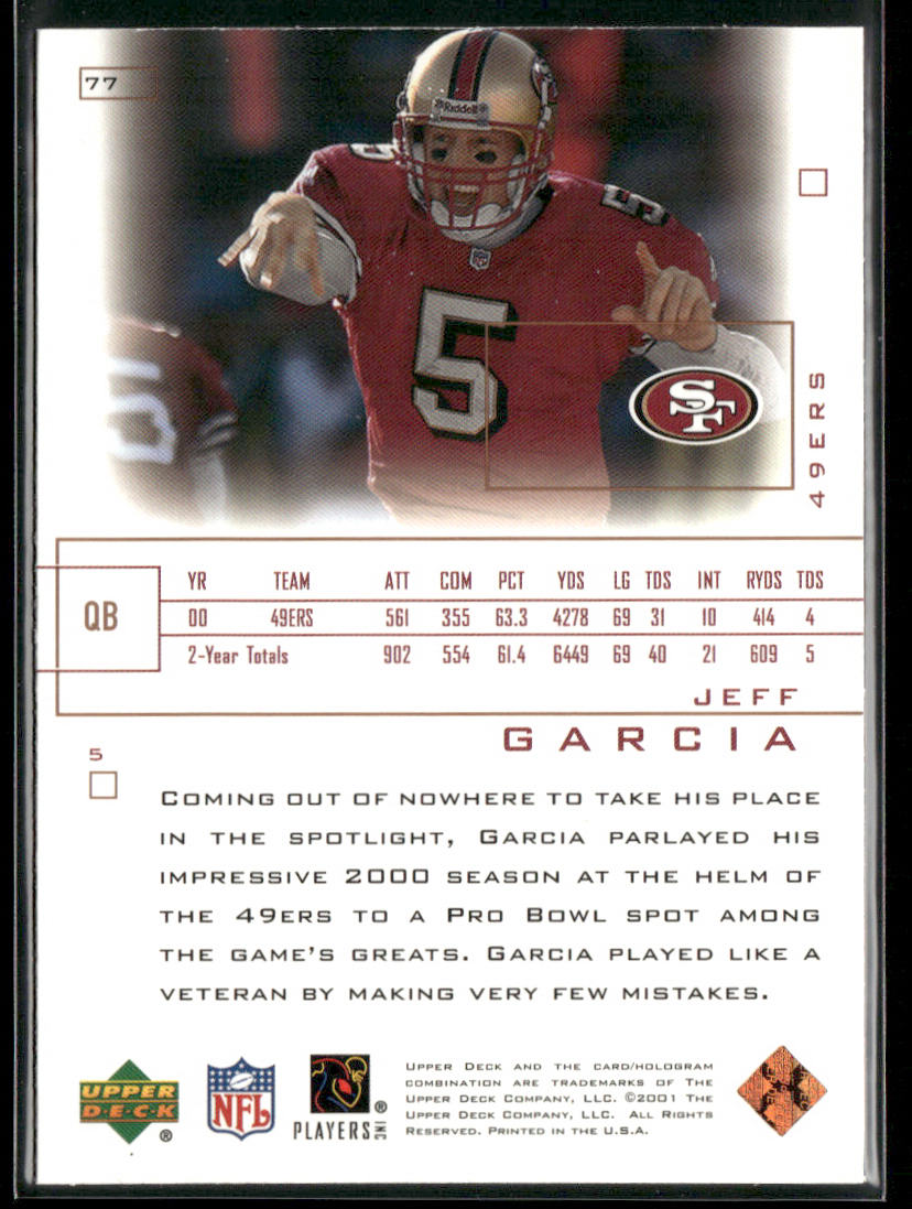 Jeff Garcia 2001 Upper Deck Pros & Prospects #77 San Francisco 49ers