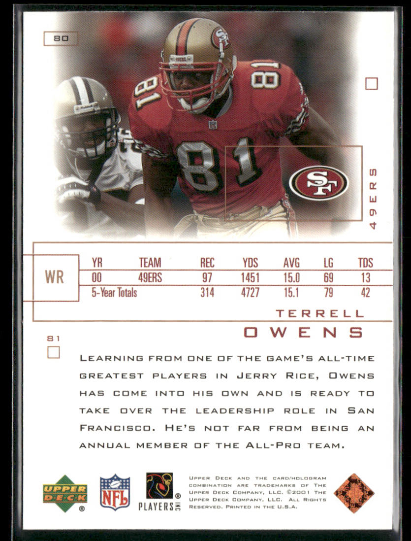 Terrell Owens 2001 Upper Deck Pros & Prospects #80 San Francisco 49ers