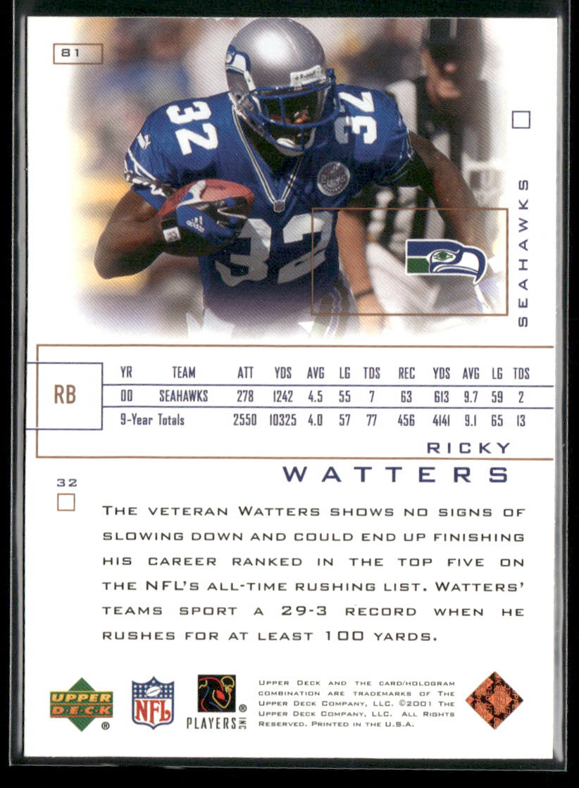 Ricky Watters 2001 Upper Deck Pros & Prospects #81 Seattle Seahawks