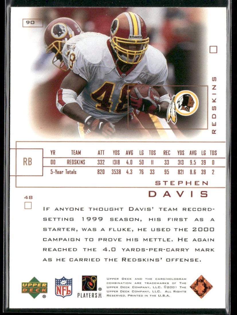Stephen Davis 2001 Upper Deck Pros & Prospects #90 Washington Redskins