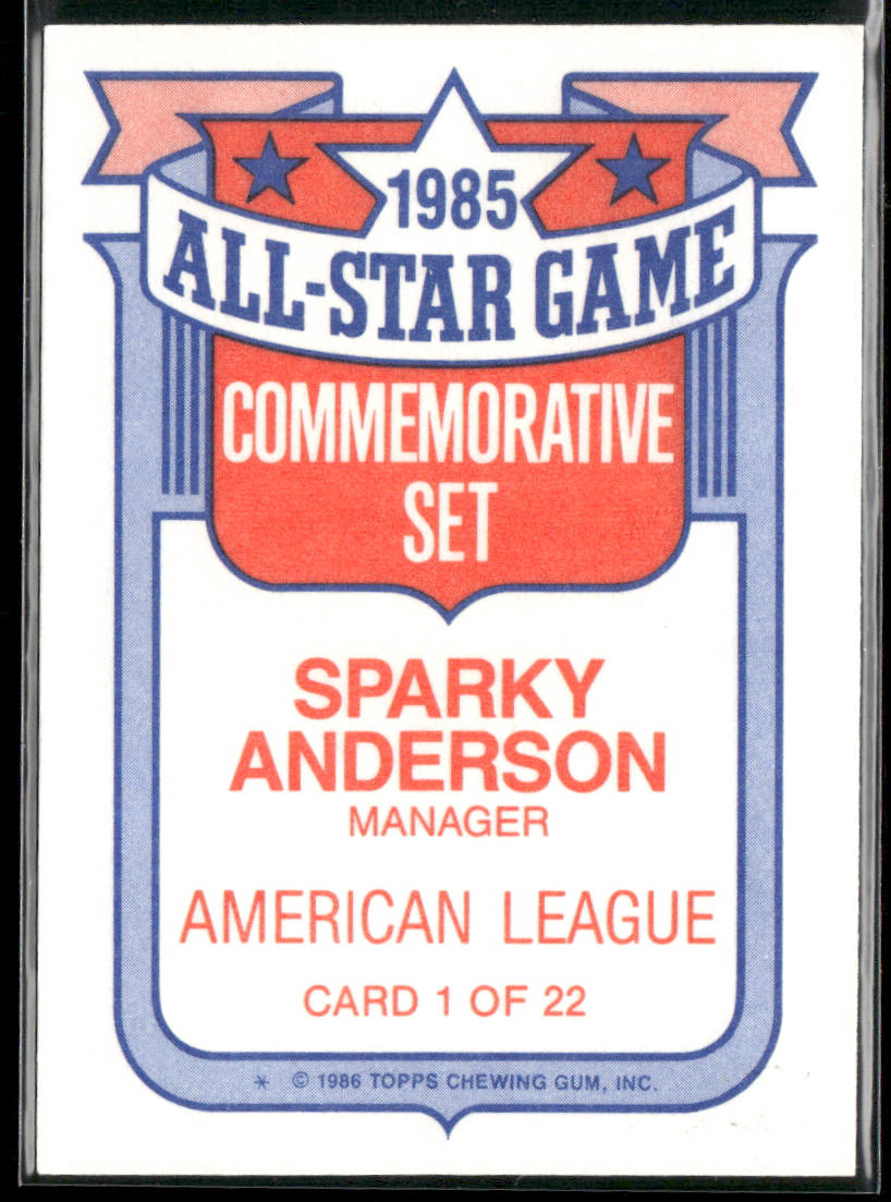 Sparky Anderson 1986 Topps Glossy All-Stars #1 Detroit Tigers