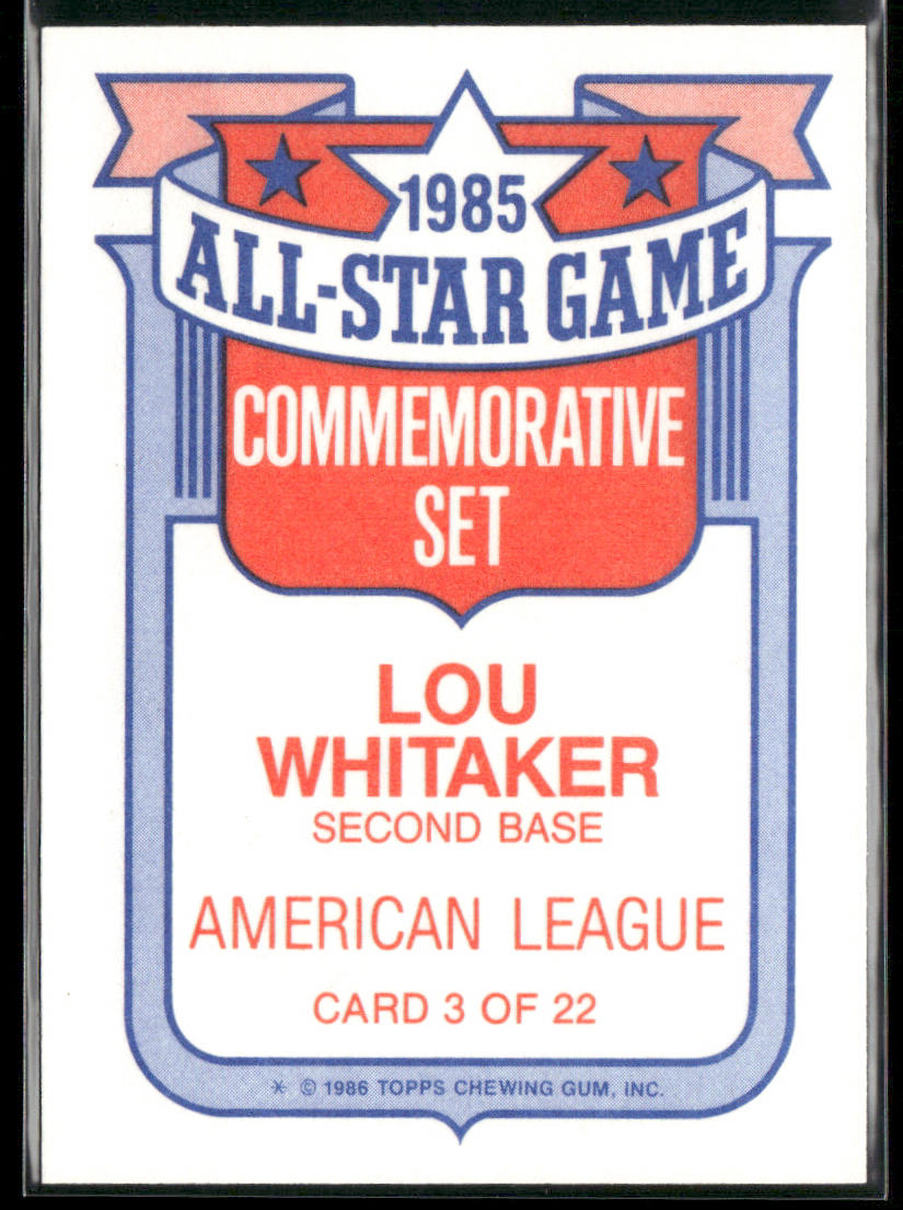 Lou Whitaker 1986 Topps Glossy All-Stars #3b Detroit Tigers
