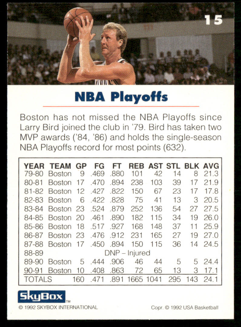 Larry Bird 1992 SkyBox USA #15 USA