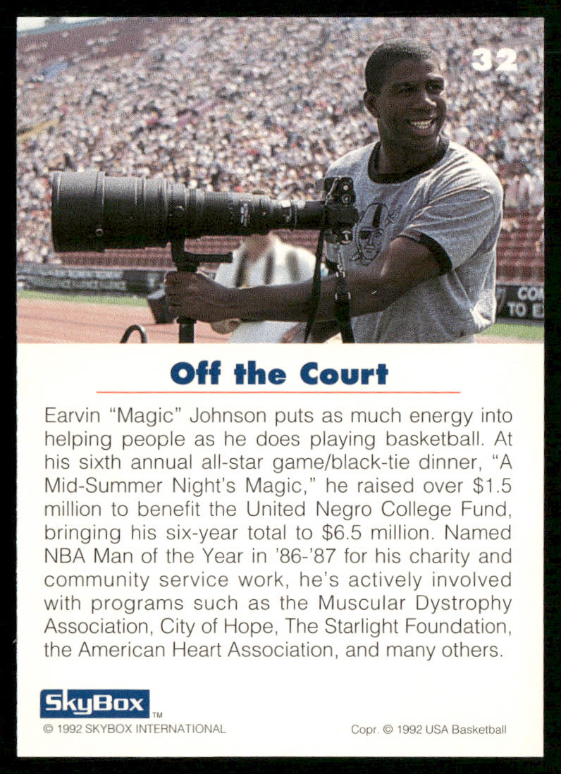 Earvin "Magic" Johnson 1992 SkyBox USA #32 USA