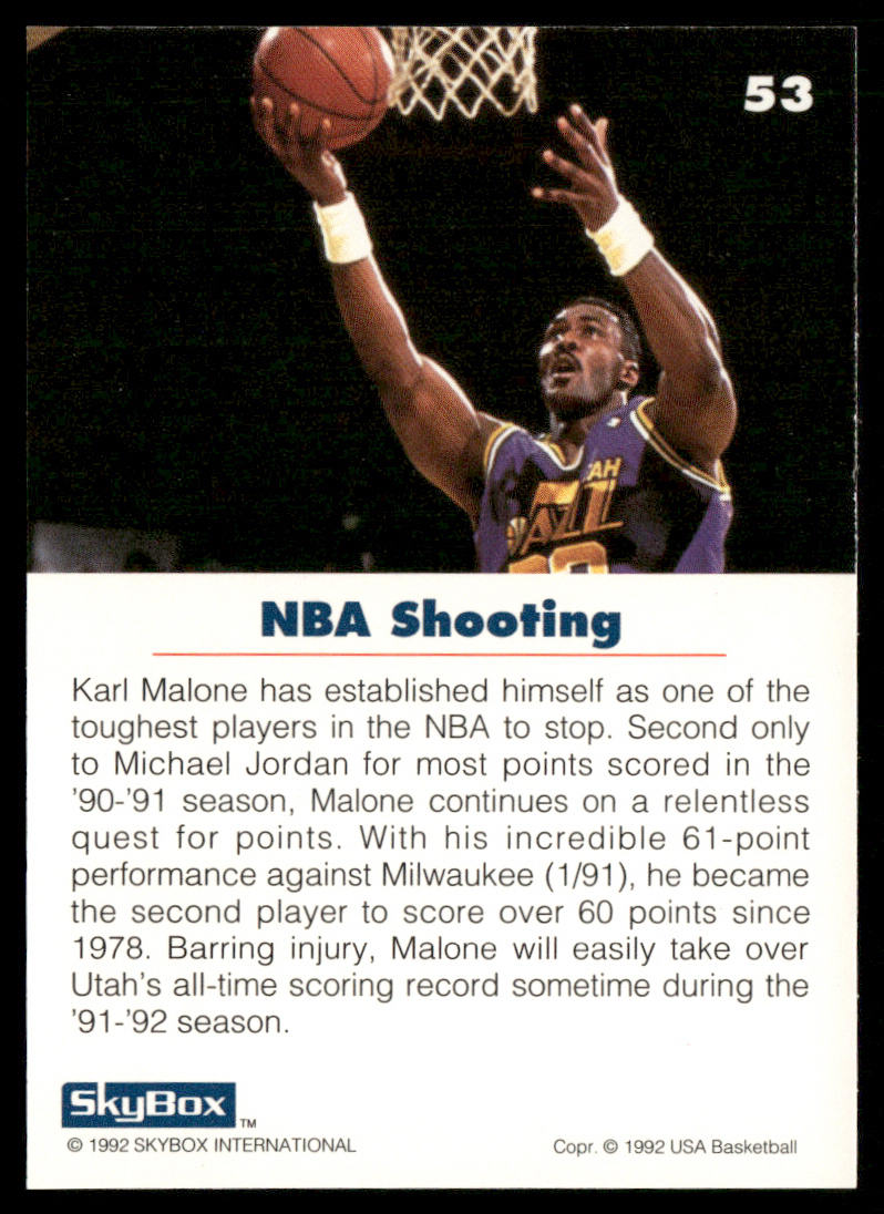 Karl Malone 1992 SkyBox USA #53 USA