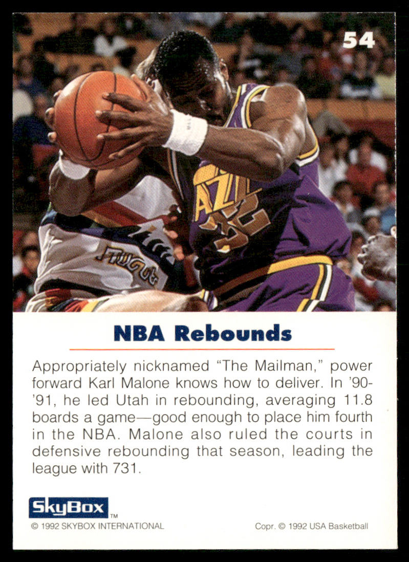 Karl Malone 1992 SkyBox USA #54 USA