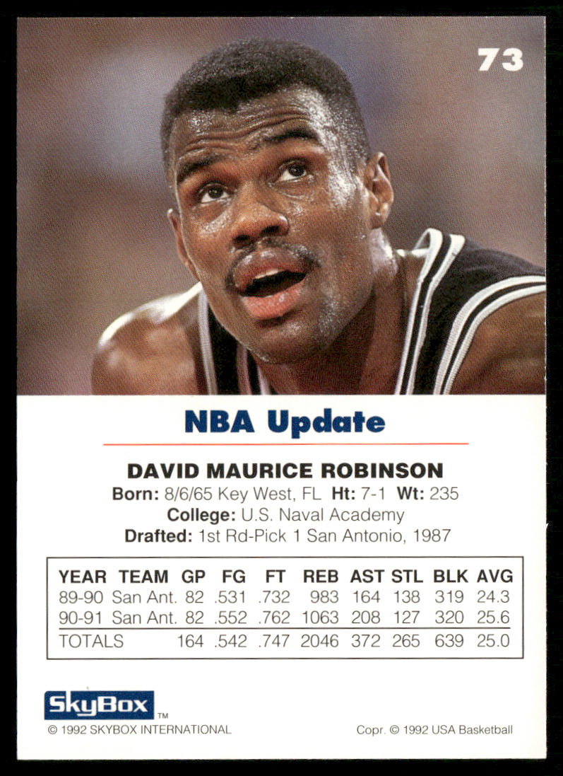 David Robinson 1992 SkyBox USA #73 USA