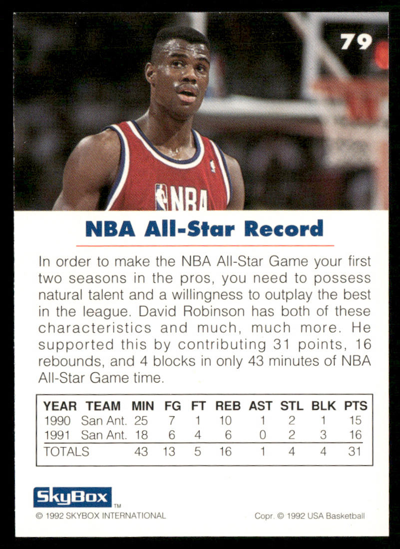 David Robinson 1992 SkyBox USA #79 USA