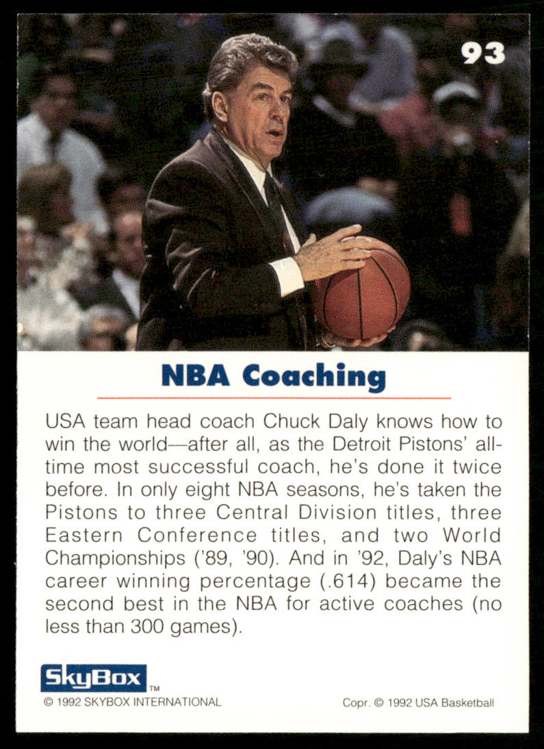 Chuck Daly 1992 SkyBox USA #93 USA