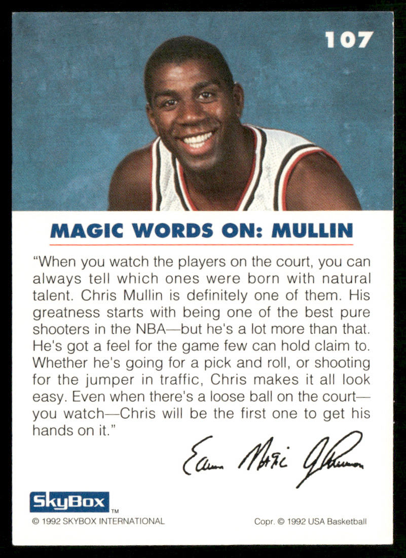 Magic on Mullin 1992 SkyBox USA #107 USA