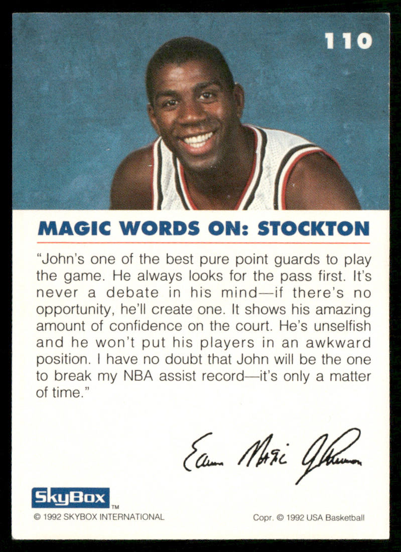 Magic on Stockton 1992 SkyBox USA #110 USA