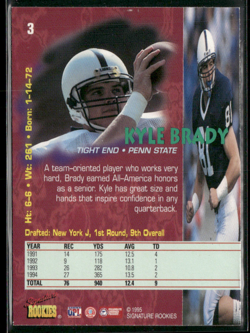 Kyle Brady 1995 Signature Rookies Tetrad #3 New York Jets