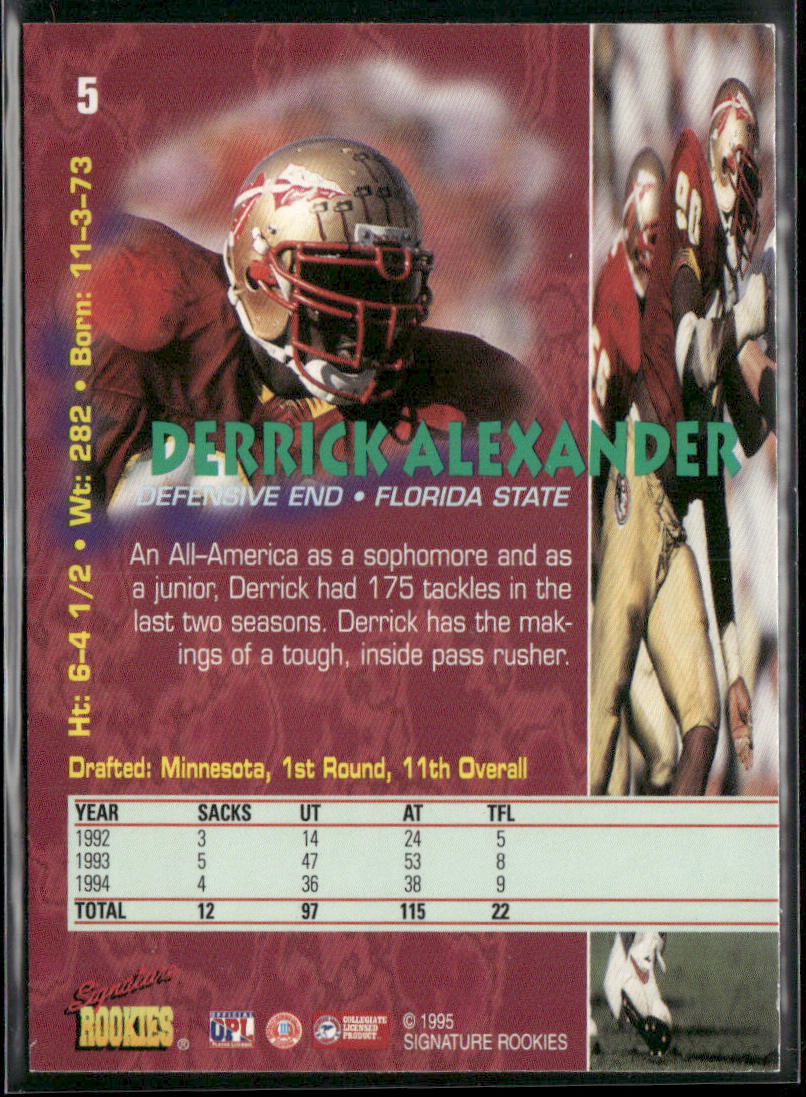Derrick Alexander 1995 Signature Rookies Tetrad #5 Minnesota Vikings