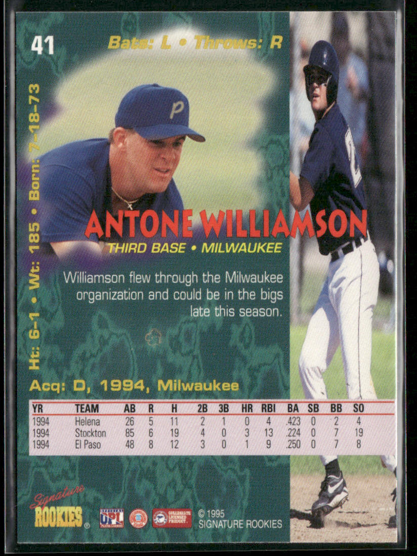 Antone Williamson 1995 Signature Rookies Tetrad #41 Milwaukee Brewers
