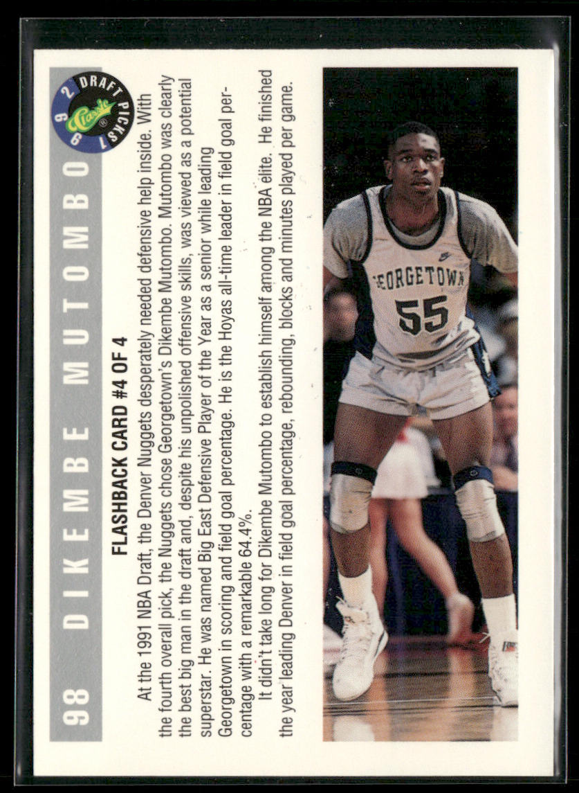 Dikembe Mutombo 1992 Classic Draft Picks #98 Georgetown Hoyas