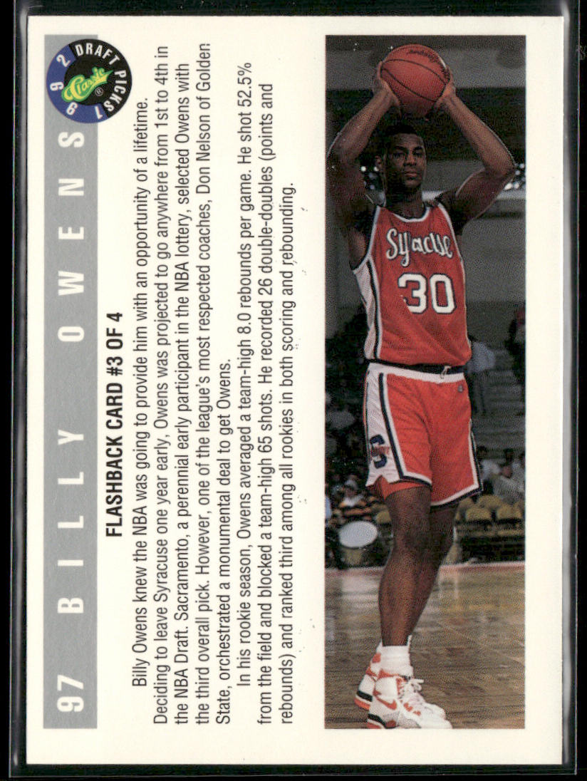Billy Owens 1992 Classic Draft Picks Gold #97 Syracuse Orangemen