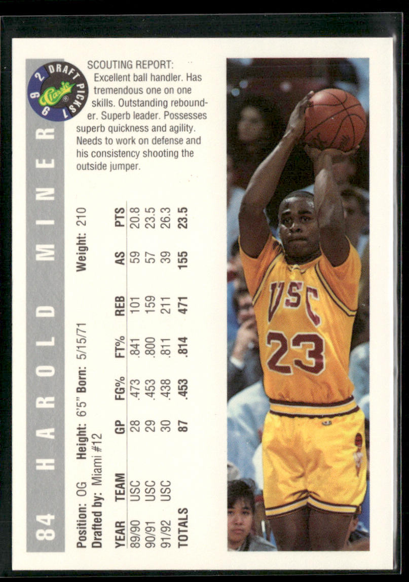Harold Miner 1992 Classic Draft Picks #84