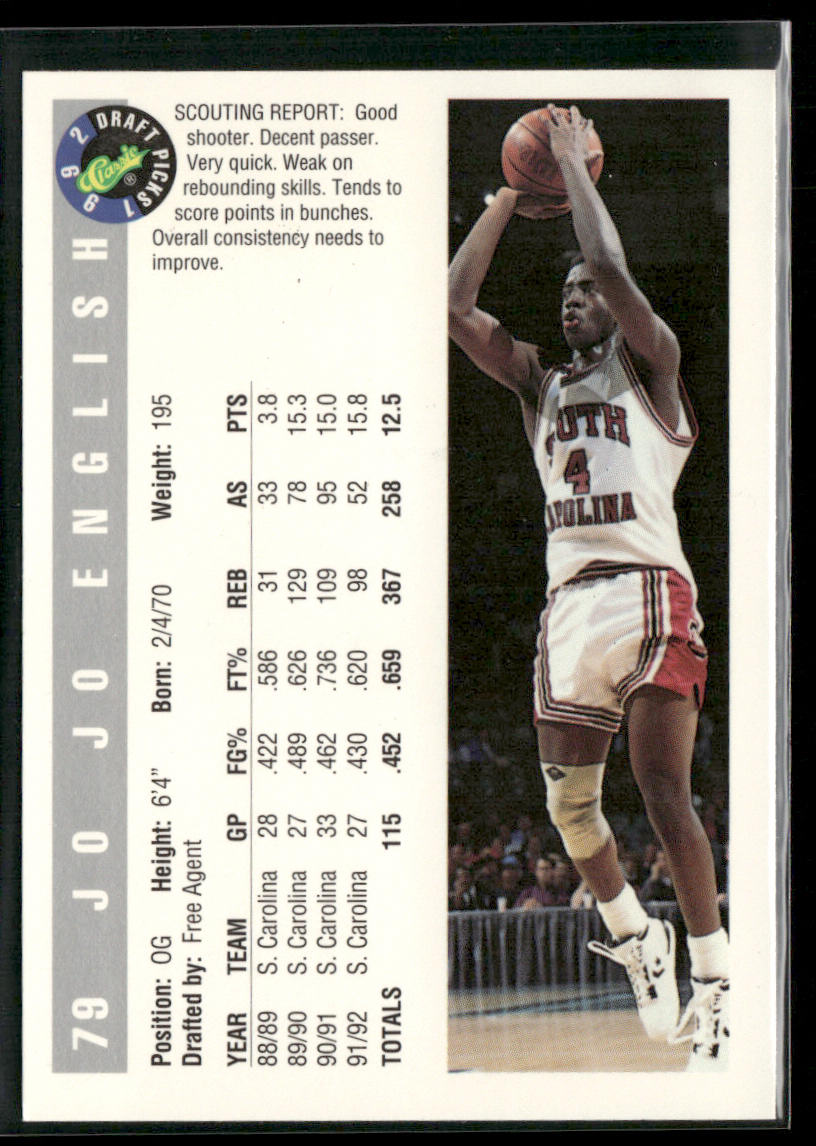 Jo Jo English 1992 Classic Draft Picks #79 South Carolina Gamecocks
