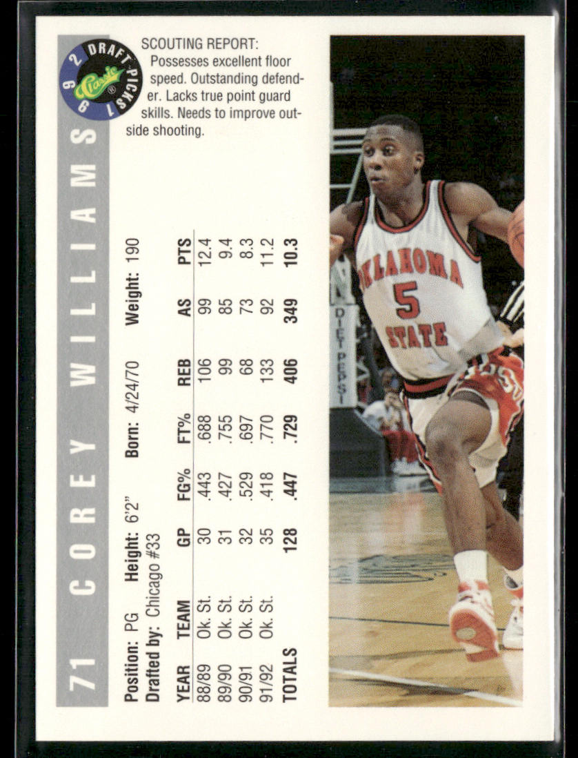 Corey Williams 1992 Classic Draft Picks #71