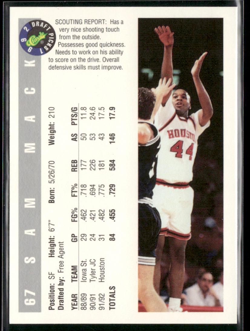 Sam Mack 1992 Classic Draft Picks #67 Houston Cougars