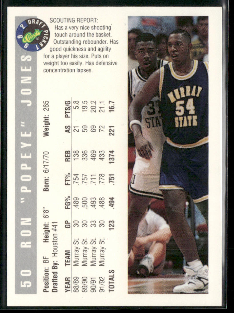 Ron "Popeye" Jones 1992 Classic Draft Picks #50