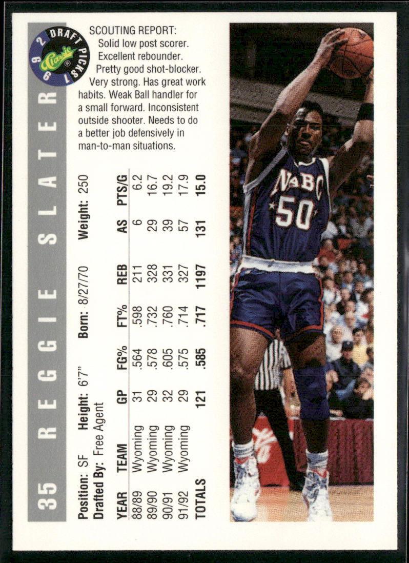 Reggie Slater 1992 Classic Draft Picks #35 Wyoming Cowboys