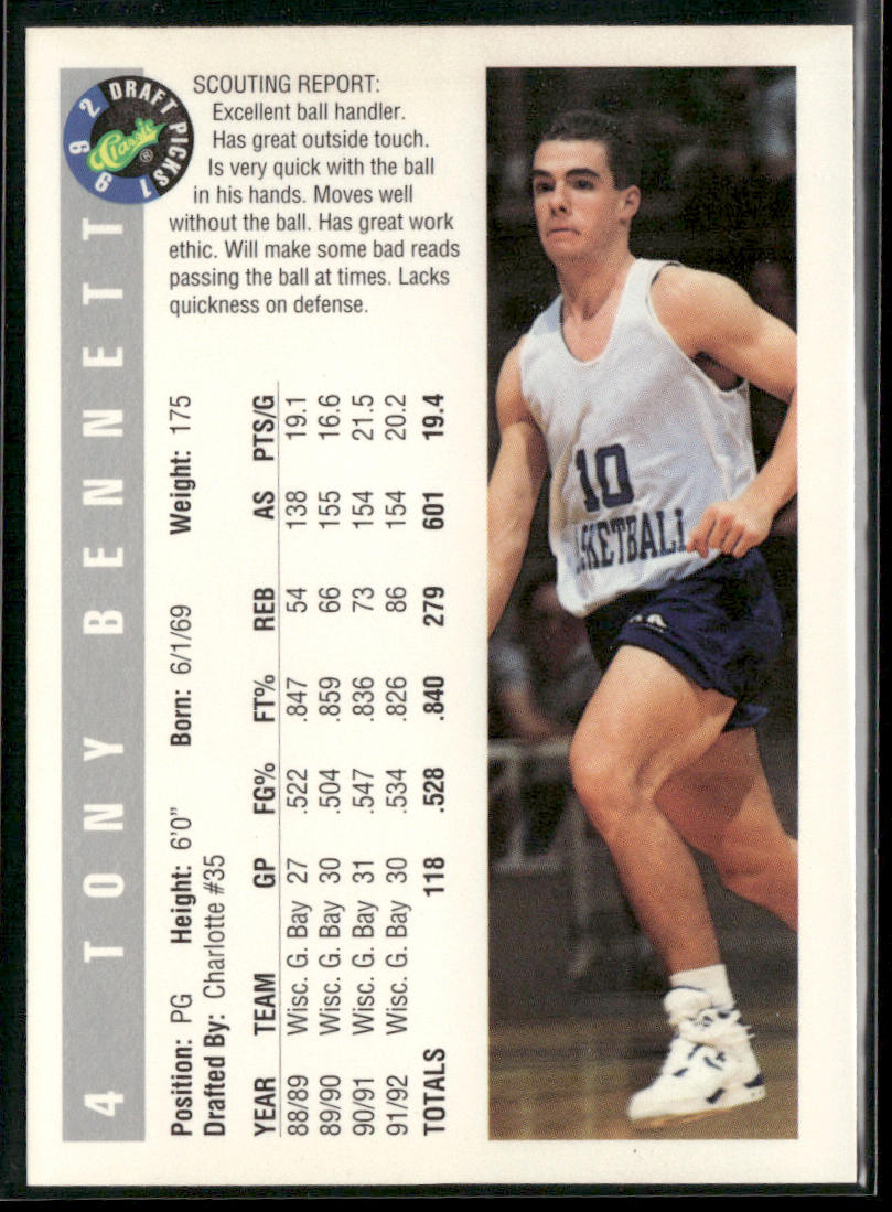 Tony Bennett 1992 Classic Draft Picks #4