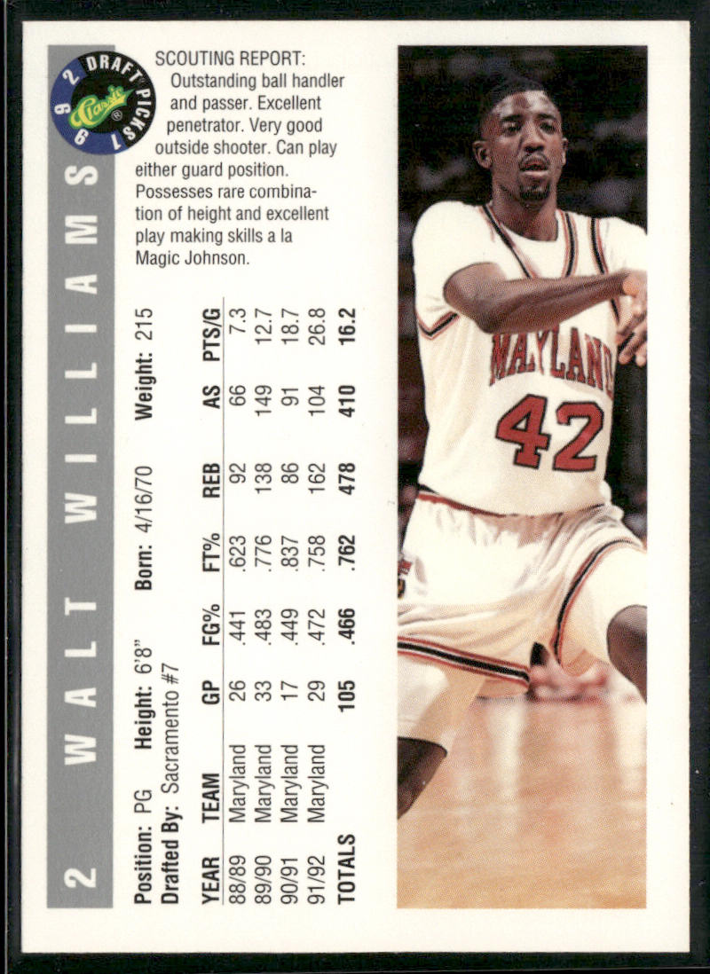 Walt Williams 1992 Classic Draft Picks #2