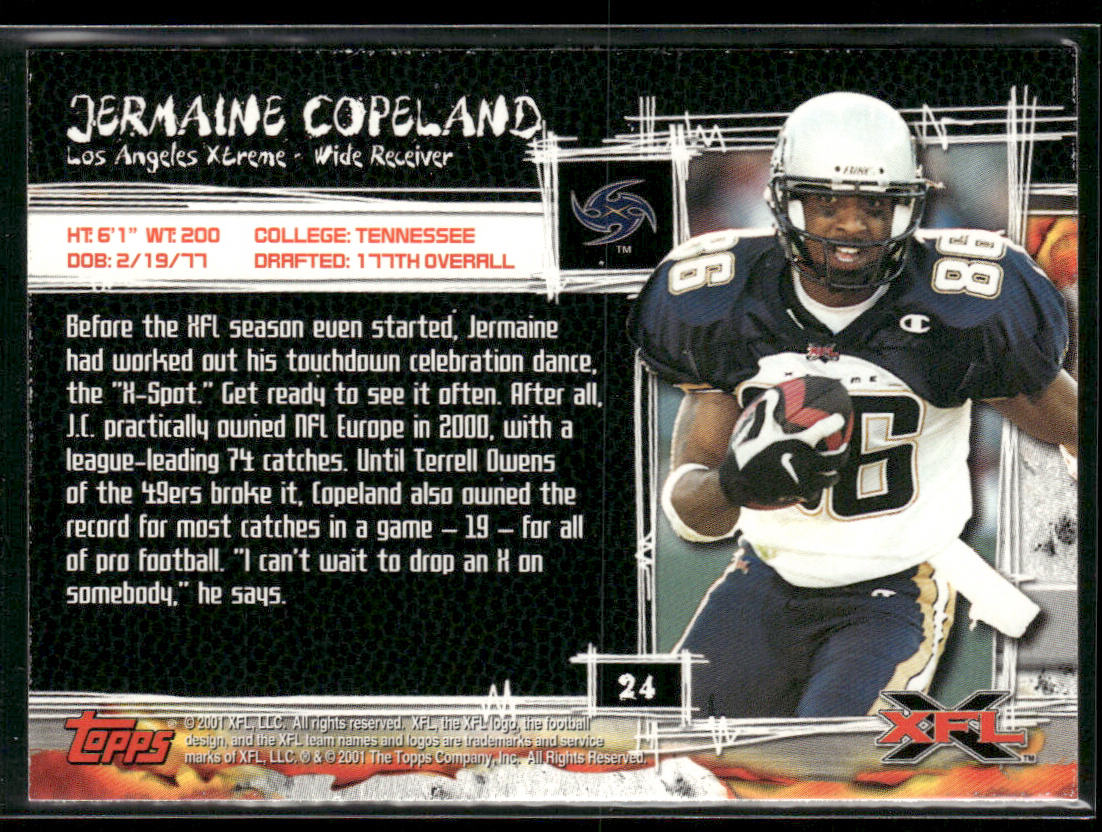 Jeremaine Copeland 2001 Topps XFL #24 Los Angeles Xtreme