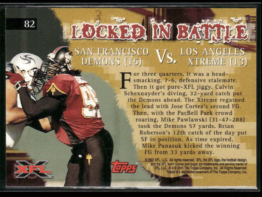 San Francisco vs Los Angeles 2001 Topps XFL #82