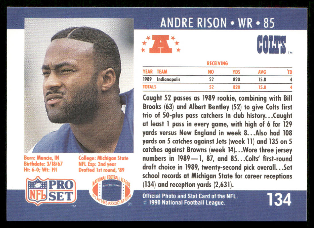 Andre Rison 1990 Pro Set #134b Atlanta Falcons