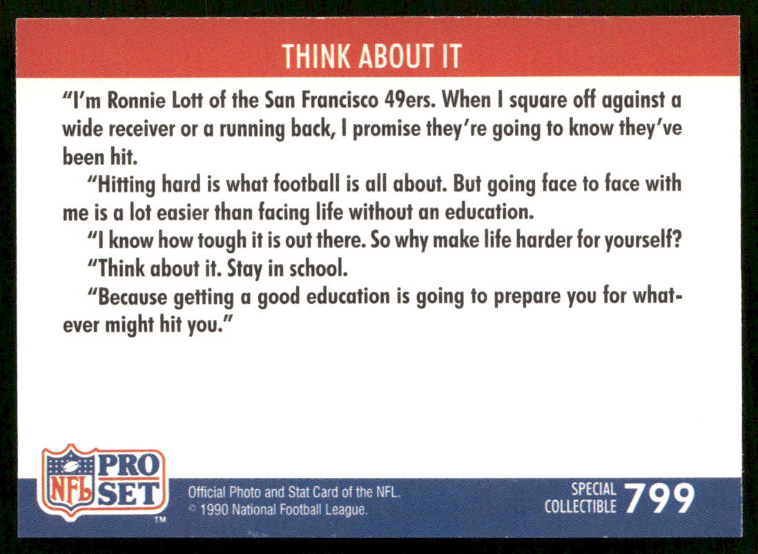 Ronnie Lott 1990-91 Pro Set Super Bowl XXV Binder #799 San Francisco 49ers