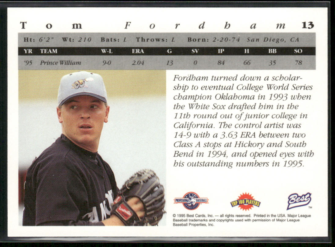 Tom Fordham 1995 Best #13 Prince William Cannons
