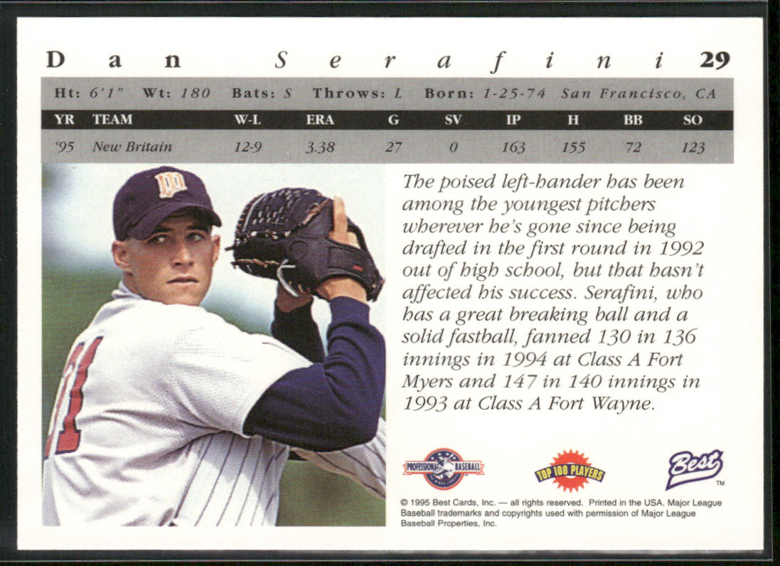 Dan Serafini 1995 Best #29 Hardware City Rock Cats
