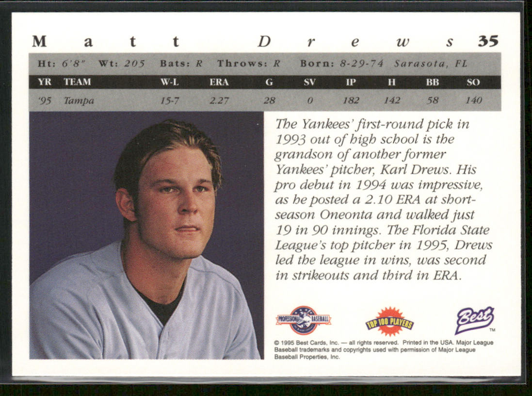 Matt Drews 1995 Best #35 Tampa Yankees