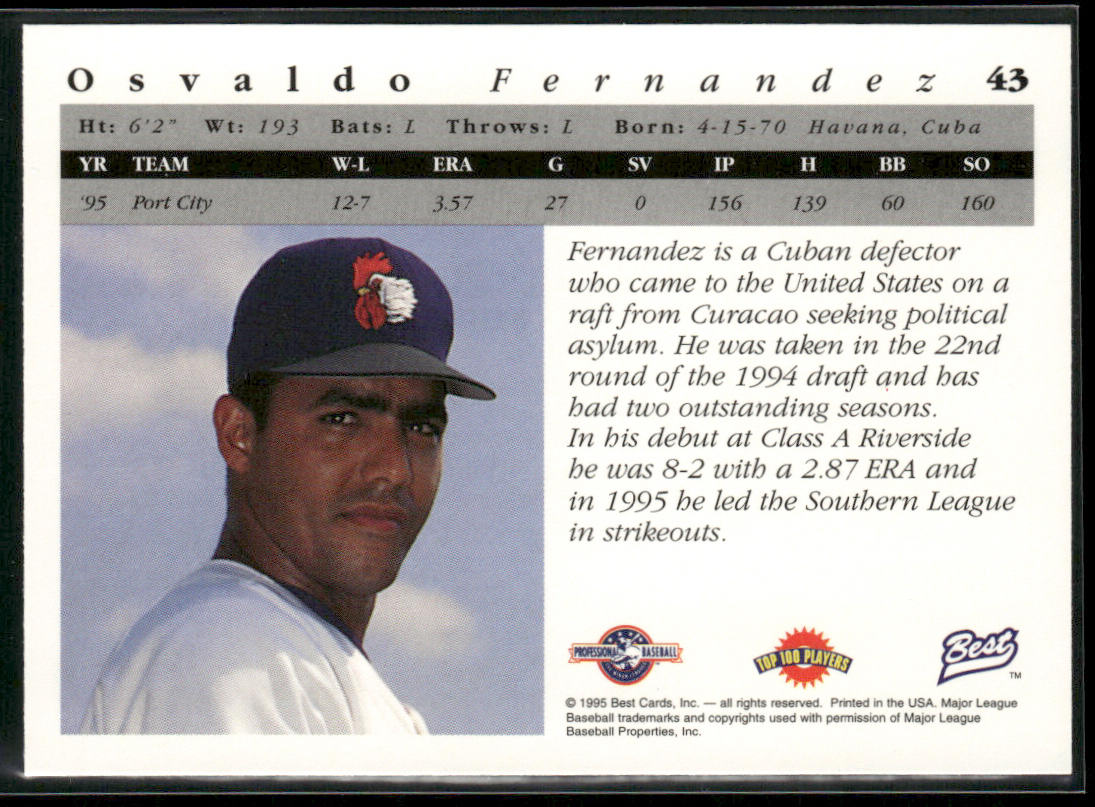 Osvaldo Fernandez 1995 Best #43 Port City Roosters