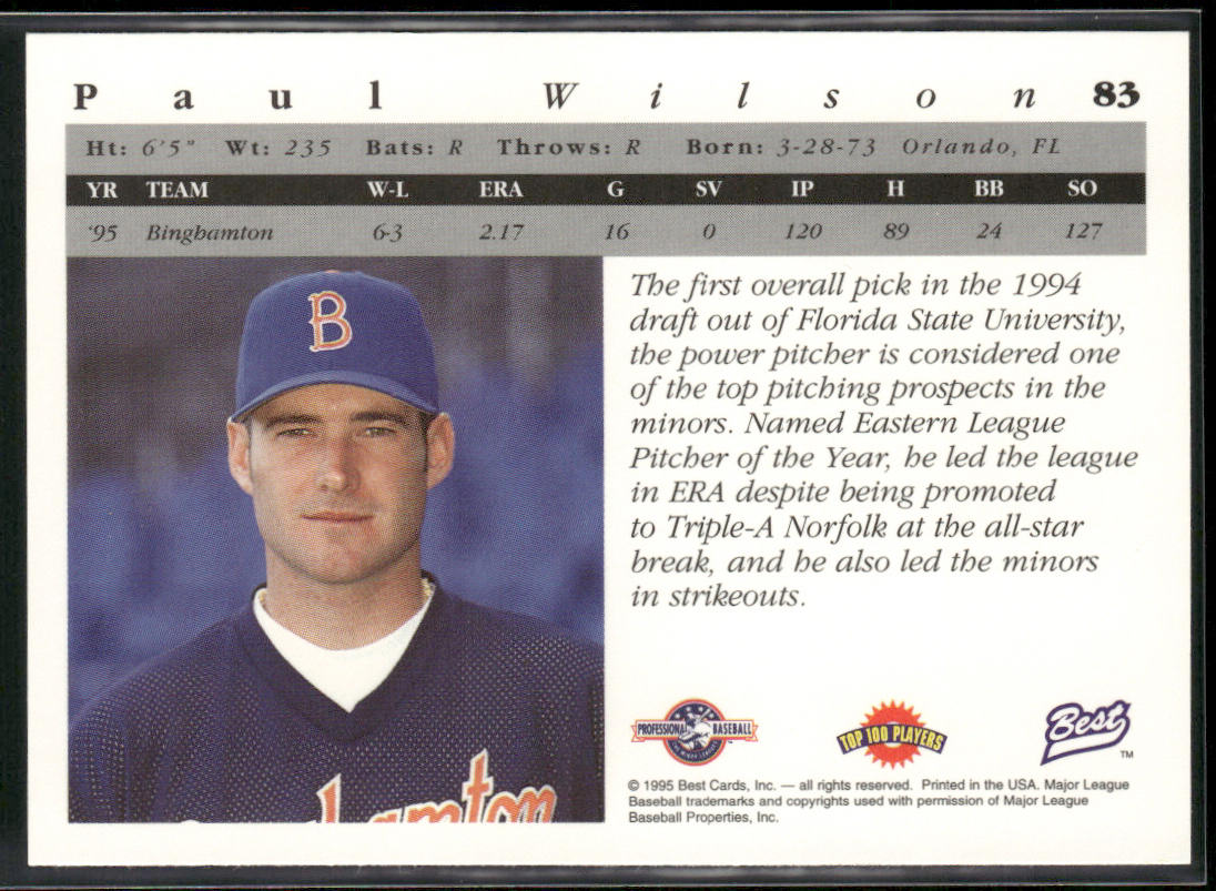 Paul Wilson 1995 Best #83 Binghamton Mets