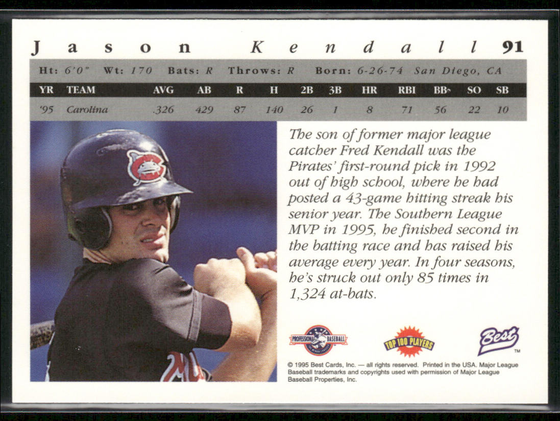 Jason Kendall 1995 Best #91 Carolina Mudcats