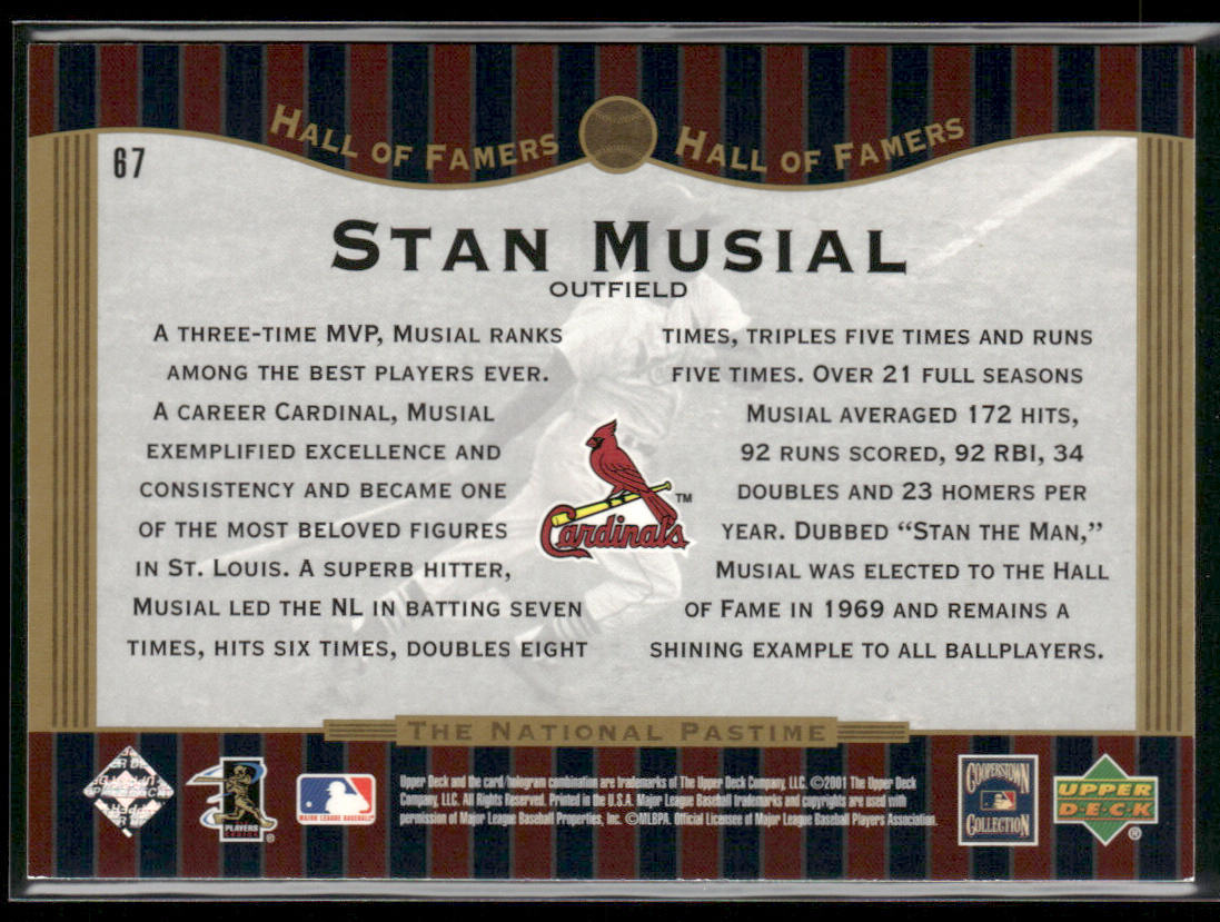 Stan Musial 2001 Upper Deck Hall of Famers #67 St. Louis Cardinals