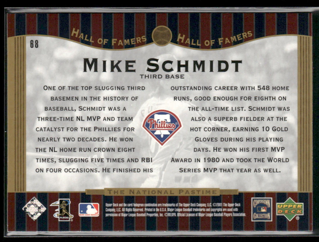 Mike Schmidt 2001 Upper Deck Hall of Famers #68 Philadelphia Phillies
