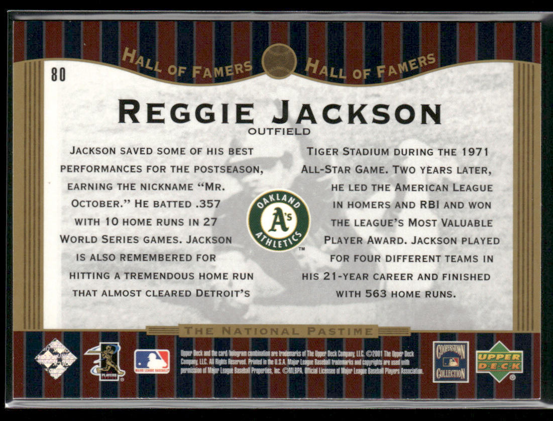 Reggie Jackson 2001 Upper Deck Hall of Famers #80 Oakland Athletics