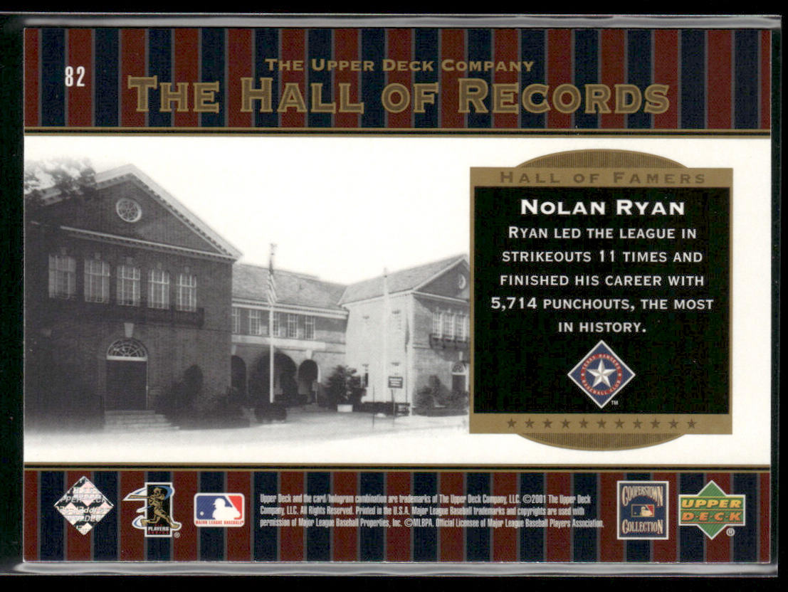 Nolan Ryan 2001 Upper Deck Hall of Famers #82 Texas Rangers