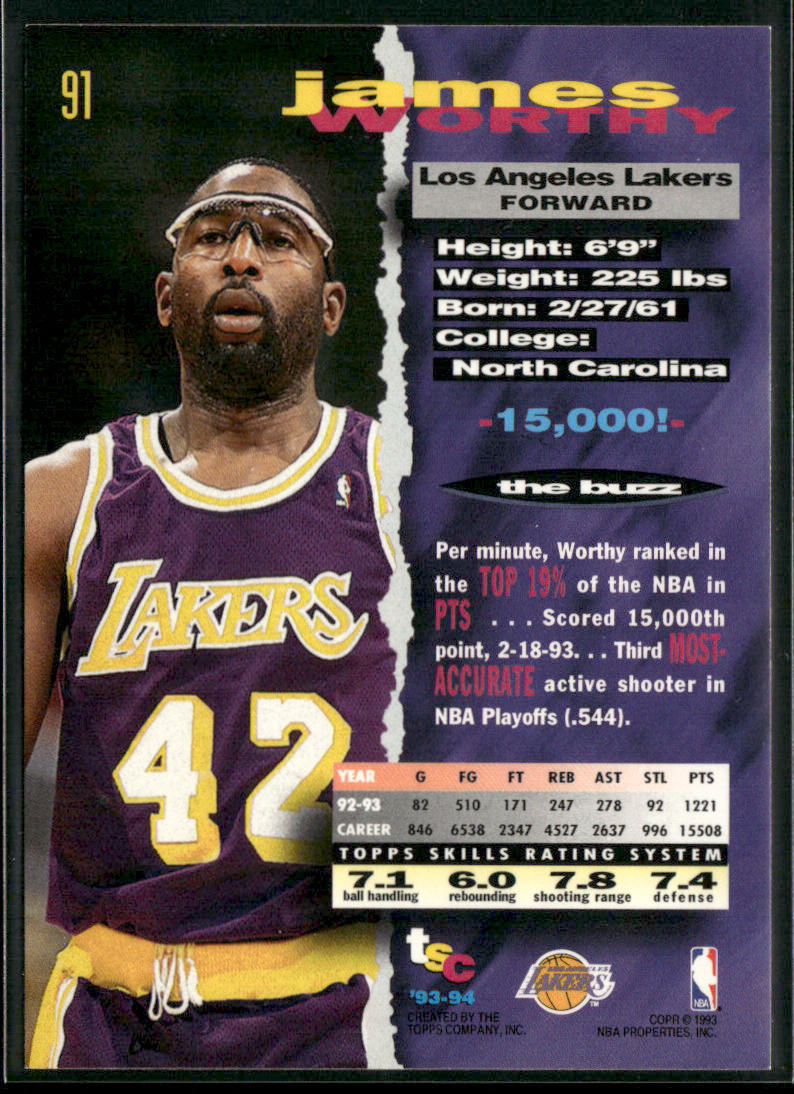 James Worthy 1993-94 Stadium Club 1994 NBA Finals Super Teams Exchange #91