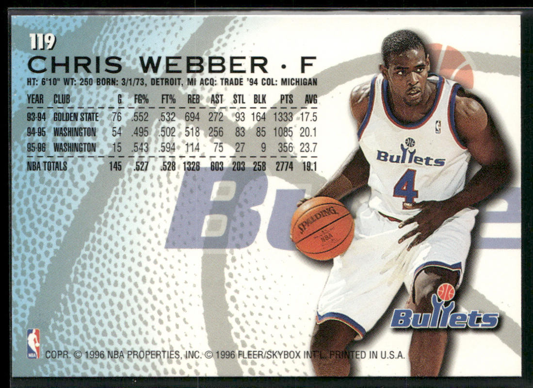 Chris Webber 1996-97 Fleer #119 Washington Bullets