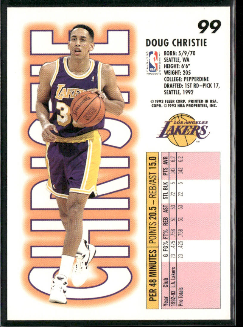 Doug Christie 1993-94 Fleer #99 Los Angeles Lakers
