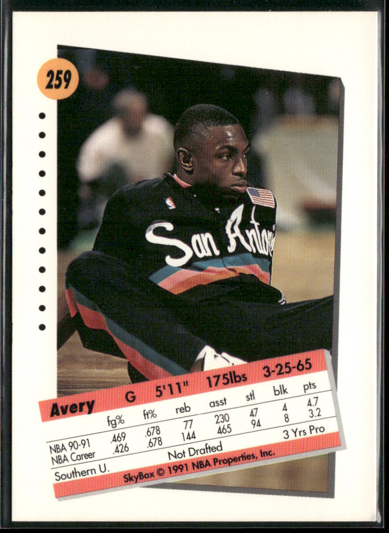 Avery Johnson 1991-92 SkyBox #259 San Antonio Spurs