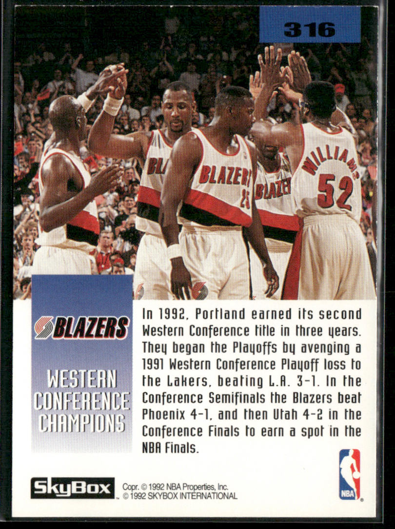 The 1992 NBA Finals 1992-93 SkyBox #316 Portland Trail Blazers