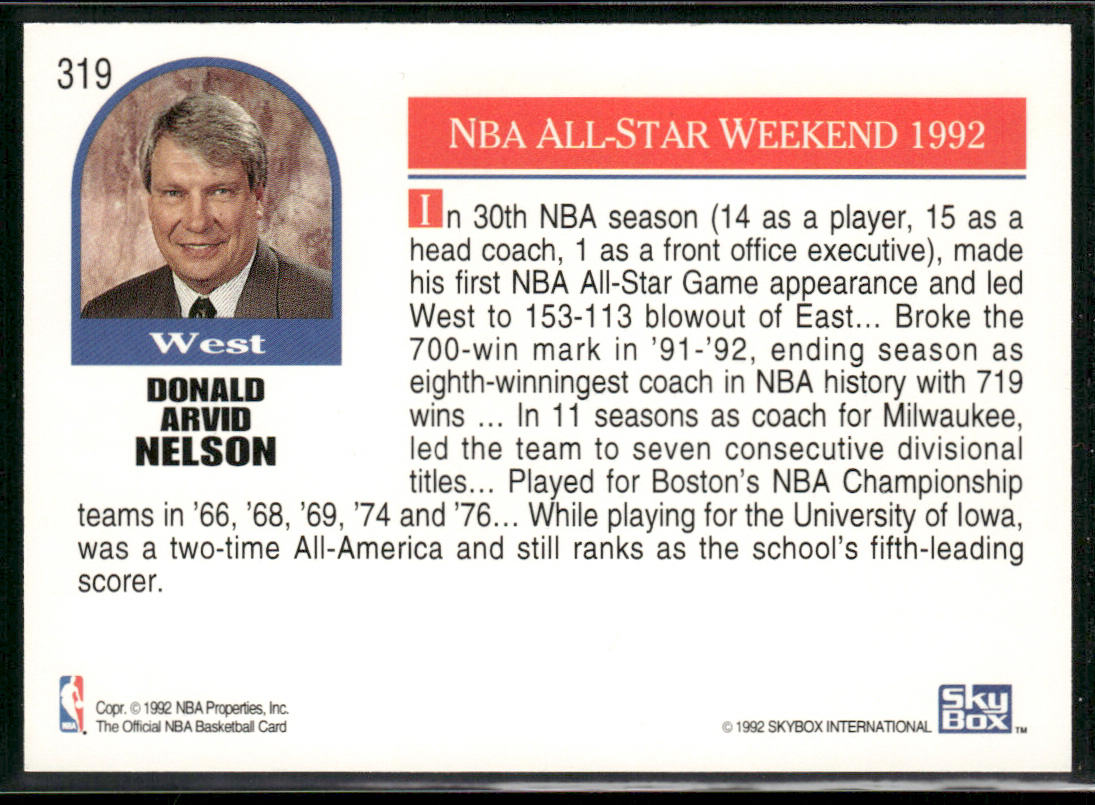 Don Nelson 1992-93 Hoops #319 Golden State Warriors